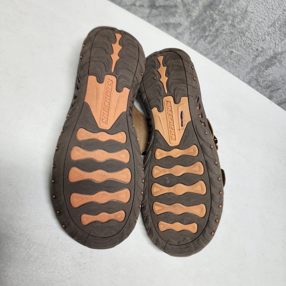 Skechers Slide Sandals Womens Size 9 Brown Leather Double Strap Reggae Jammin - Picture 7 of 13